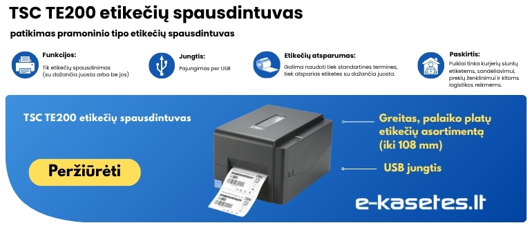 TSC TE200 terminis ir terminio perkėlimo etikečių spausdintuvas